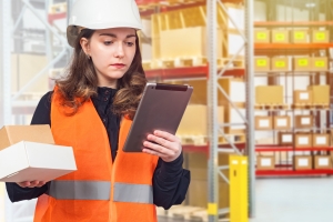 Female Warehouse Order Selector Checking Safety Checklist